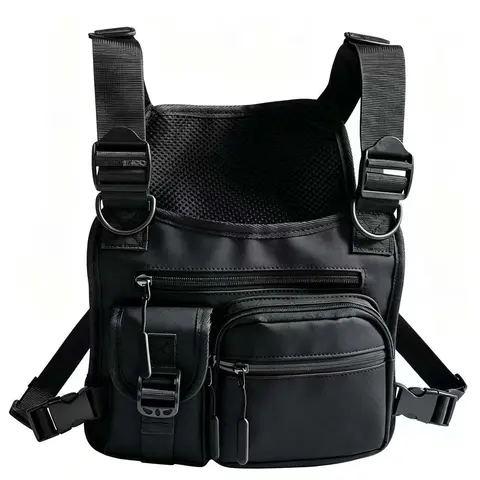 Trendy Nylon Sports Bag, Multi-Functional Adjustable Chest Pack, Outdoor Hiking & Casual Workwear, All-Season Sporty Style, Plain Surface Design
