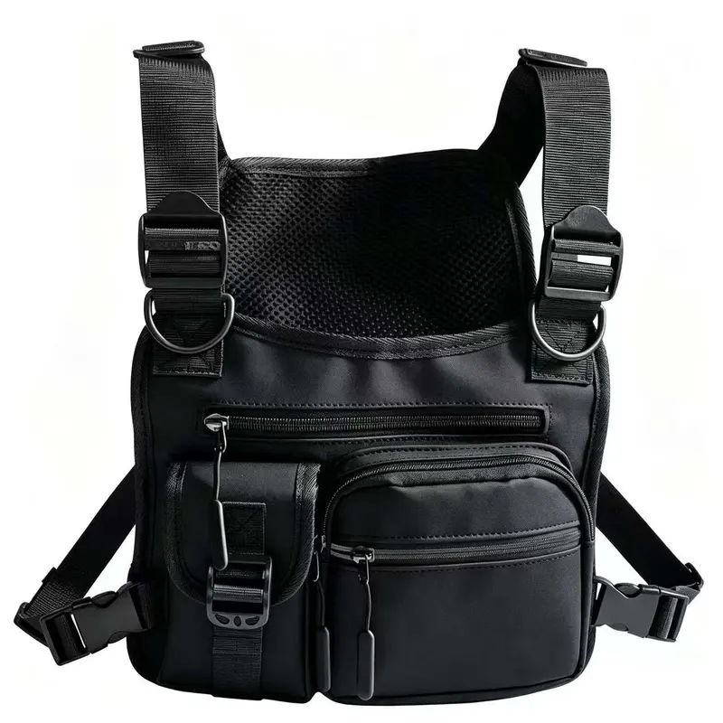 Trendy Nylon Sports Bag, Multi-Functional Adjustable Chest Pack, Outdoor Hiking & Casual Workwear, All-Season Sporty Style, Plain Surface Design