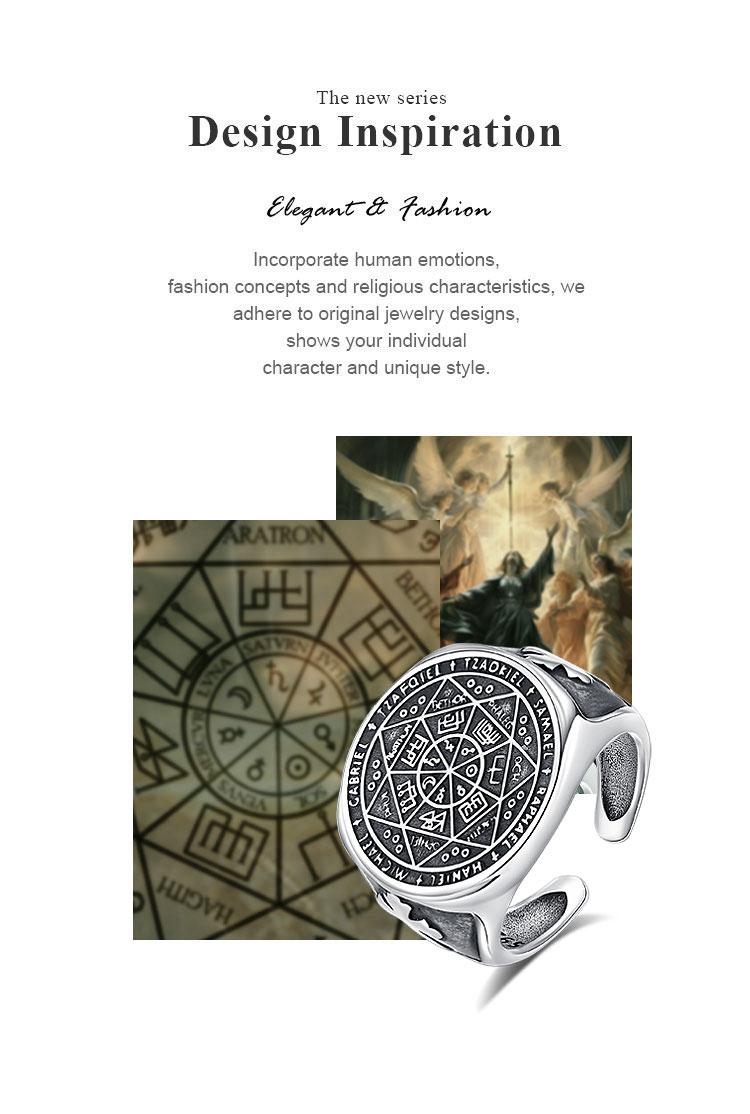 Antique Seal of Seven Archangels Necklace, Protective Solomon Pendant, Archangel Michael Talisman Amulet, Spiritual Jewelry Gift For Men