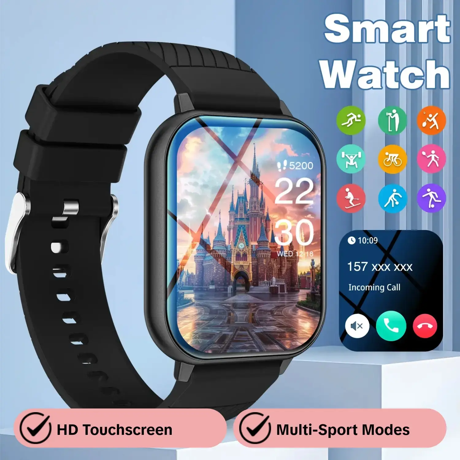 2026 New Smart Watch Wearable HD Touchscreen - Wireless Calling, Camera & Music Control, Multi-Sport Modes, Alarm/Call-SMS Alert, Custom Display, iOS Android Compatible (Unisex) Smartwatch with calls