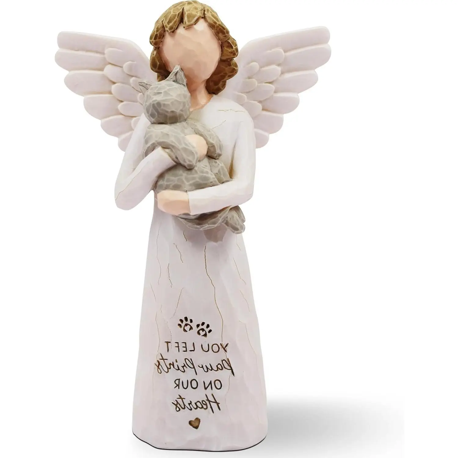 Cat Memorial Gifts for Loss of Cat, Cat Mom Gifts Figurines, Gray Resin Hand-painted Cat Statue, Pet Loss Sympathy Gift for Cat LoversGift