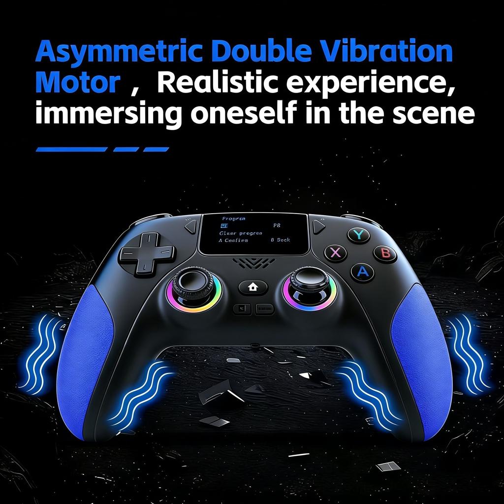Wireless Game Controller, Rechargeable Gaming Joystick with RGB Lighting, Mappable Buttons, Compatible with PC/switch/iOS/android/steam Deck