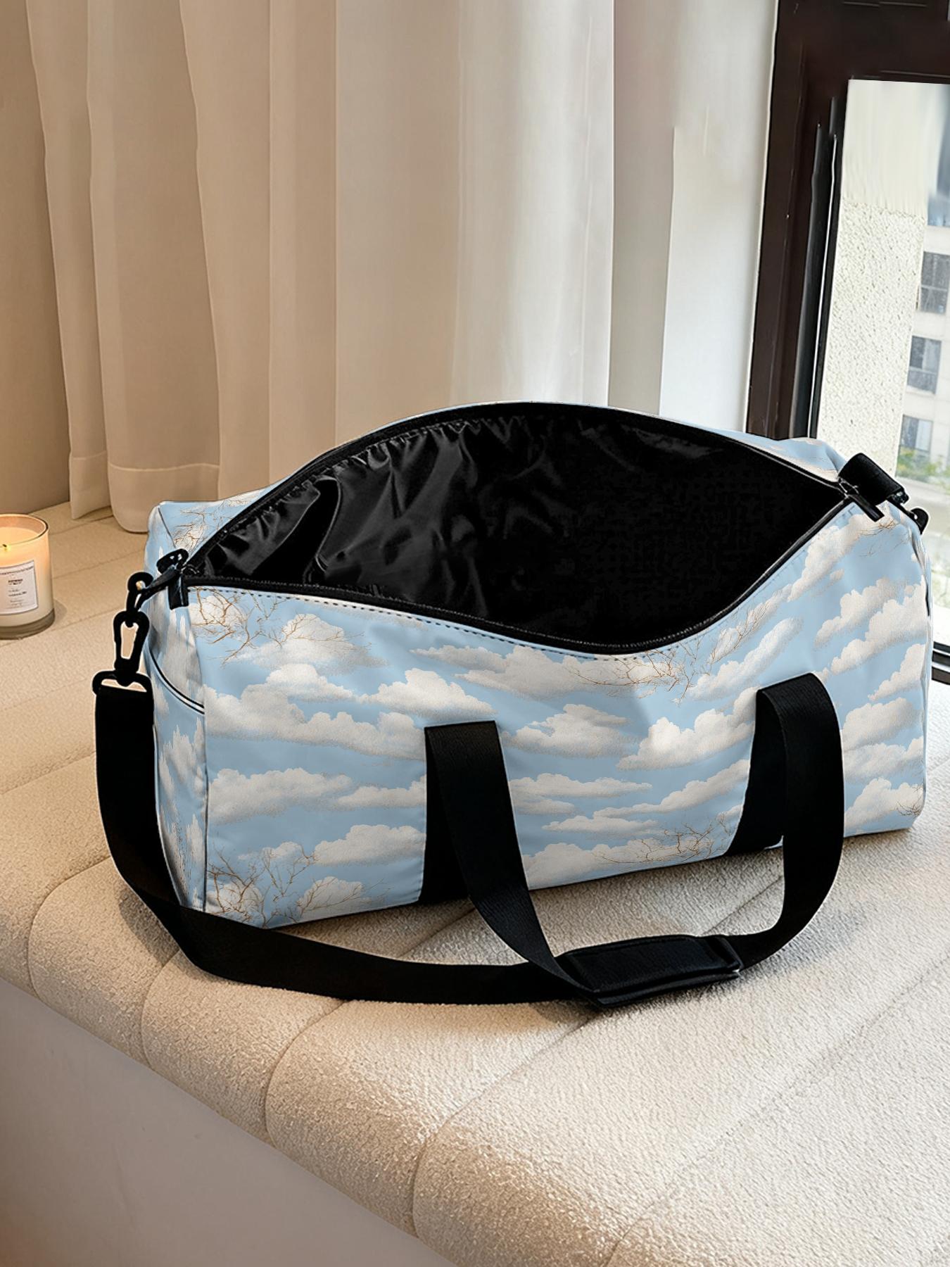 1pc Fluffy Clouds and Branches Travel bag Unisex Handbag, with Adjustable Shoulder Strap, Travel Luggage Bag, Sports Yoga Bag, Perfect for Gym and Sports, Durable Fitness Bag