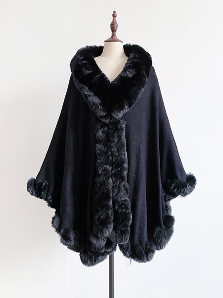 Luxurious Warm Plush Cape for Winter, Gradient Color Casual Fashion Accessory, Elegant Addition for Cold Weather, Fluffy Soft Scarf