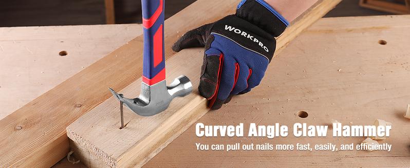 #JumpstartSale WORKPRO 2-Count Claw Hammer Set, 8 oz Mini Stubby Claw Hammer&16 oz Fiberglass General Purpose Claw Hammer, Soft Nonslip Handle & Heat Treated Head