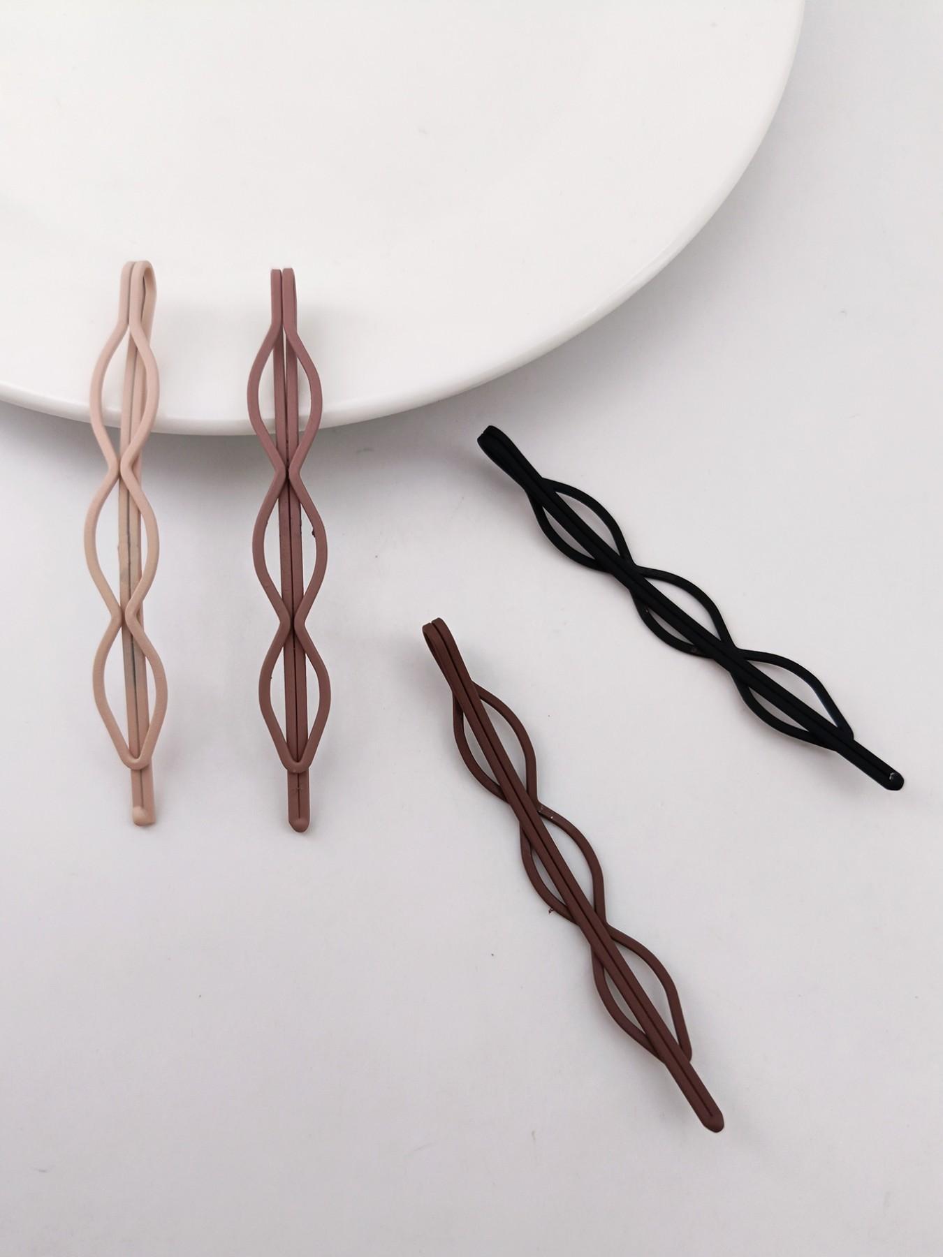 1 Pack of 4 7cm Triangular Hair Clips, Solid Color Simple Design, Strong Hold, Ideal for Commuting, School, Daily Use