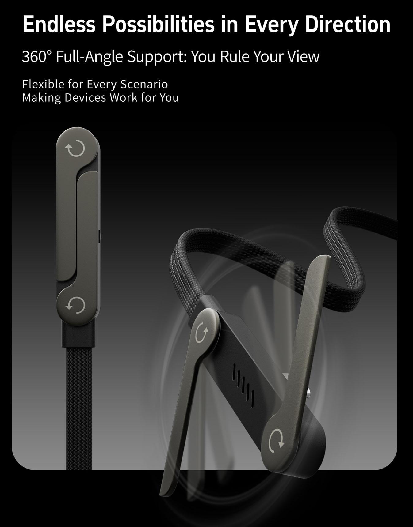 Fully Compatible Full Function Data Line, Adjustable Phone Stand Charging Cable, 240w Flexible Flat Cord for Various Devices