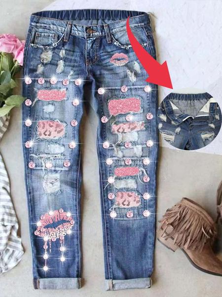 Bestie Matching Set in Pink and Purple Floral Diamond Print Shimmering Comfortable Soft Breathable Fabric Elastic Waistband Design Street Retro Casual Style All Seasons Women's Clothes