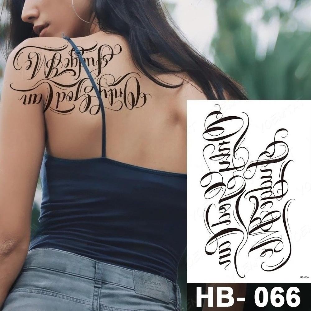 Handwritten font waterproof temporary tattoo sticker text word Chicano letter tattoo arm shoulder fake tattoo suitable for women and men
