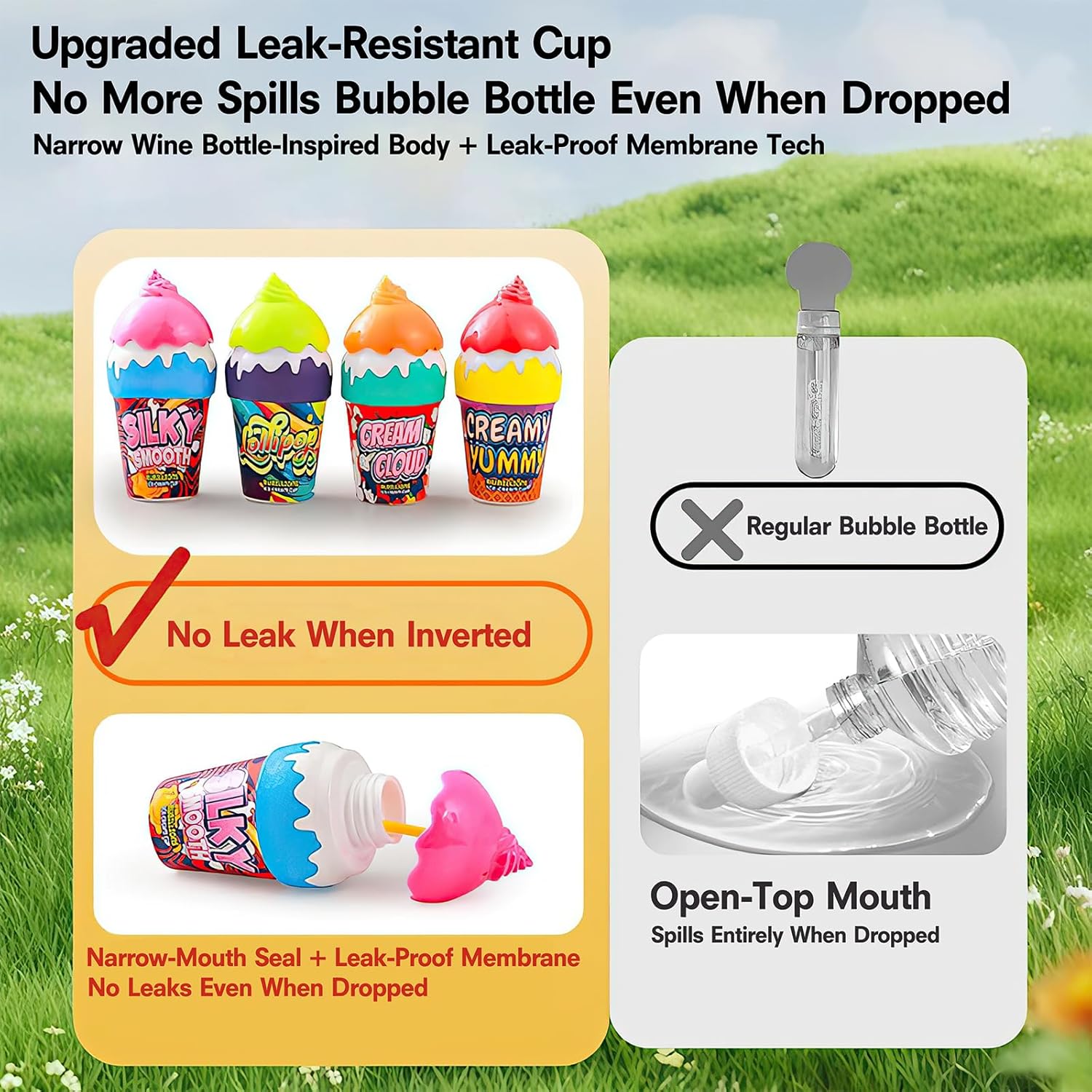 Combination inverted leak-proof bubble toys, dirt-free children's outdoor toy sets, non-toxic birthday party souvenirs, summer sensory gifts for boys and girls Combination inverted leak-proof bubble toys, dirt-free children's outdoor toy sets, non-toxic birthday party souvenirs, summer sensory gifts for boys and girls