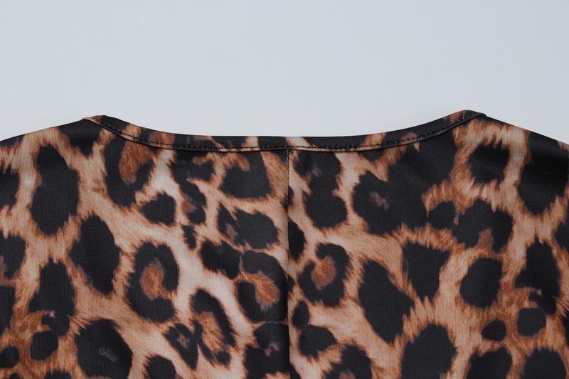 Women's Leopard Print V Neck Long Sleeve Romper, Ladies Spring Fall Winter Party Club Date Holiday Daily Casual One-piece Set Shorts Jumpsuits Playsuits For Everyday Wear