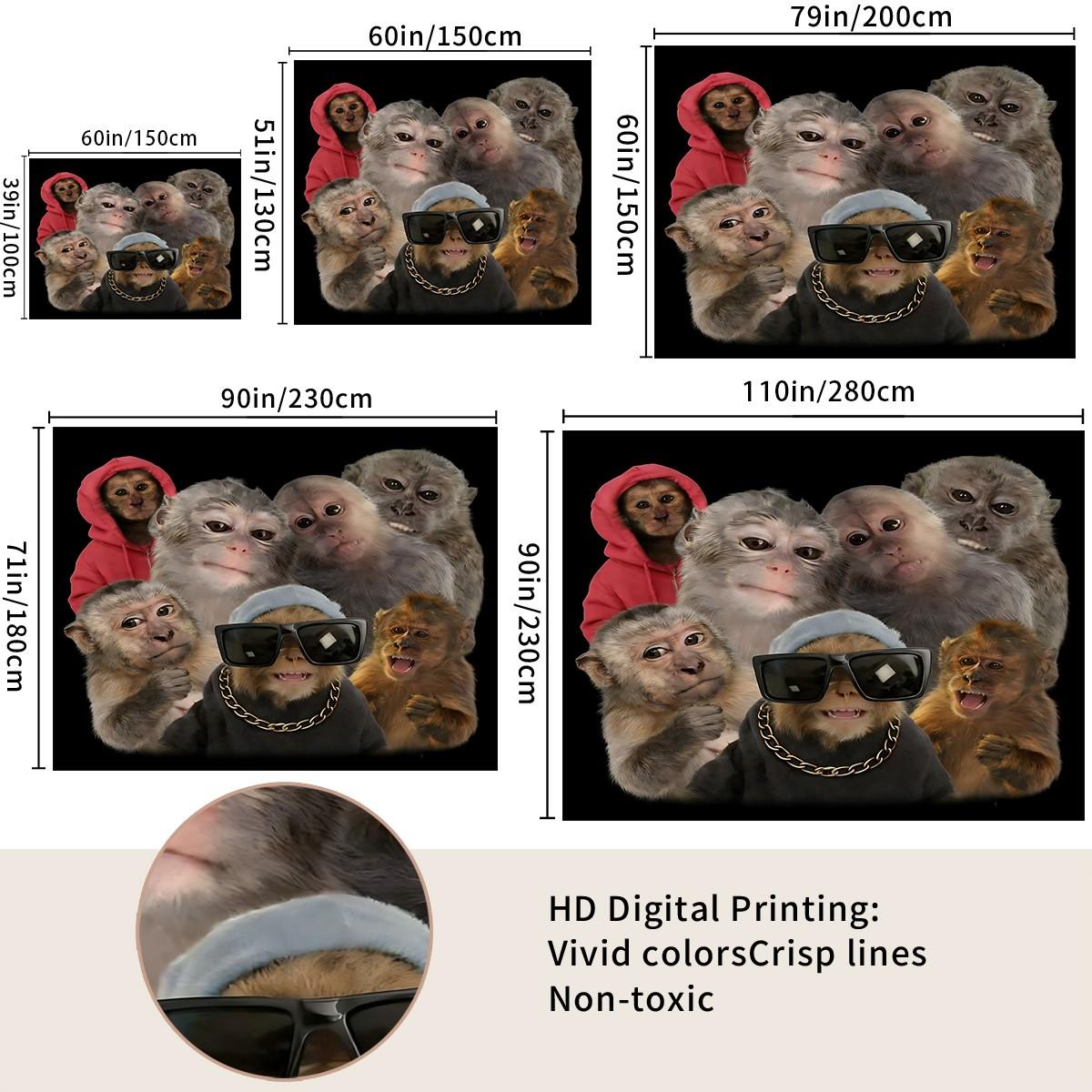 Trending Monkey Tapestry Backdrop, Street-Style Cool Wall Hanging Banners, Indoor/Outdoor Wall Art Tapestries, Wall Decor, Fun Banners and Posters for Dorm Rooms and Bedrooms