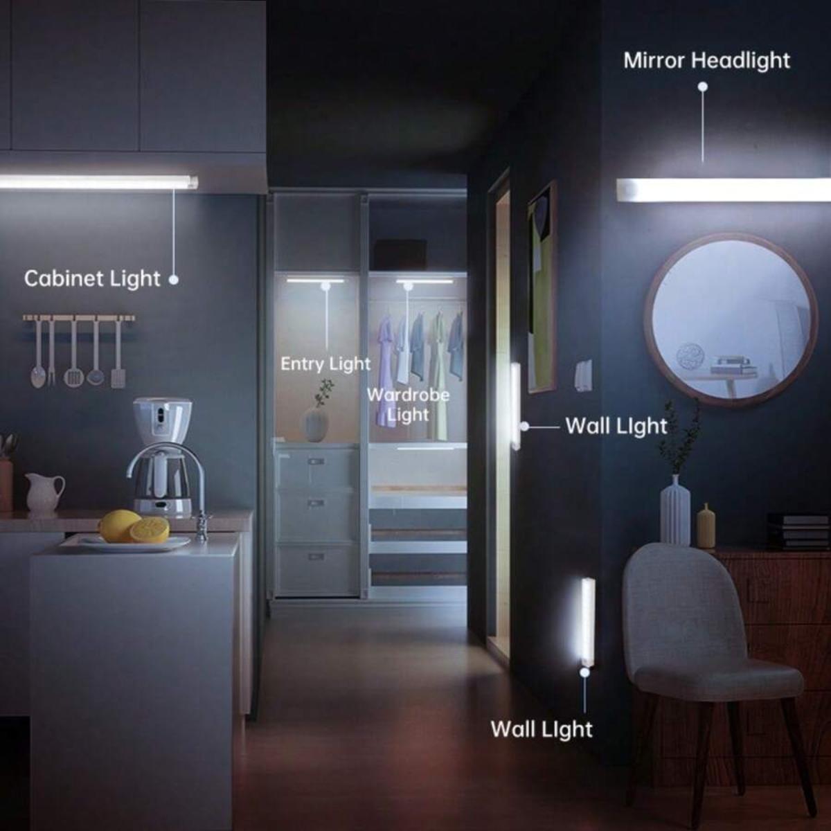 6pcs LED Motion Sensor Under Cabinet Lights, Wireless Night Light, Motion Sensor Lamp, Rechargeable Magnetic Wardrobe Lighting, USB Powered, Kitchen & Office Use, Magnetic Closet Lights