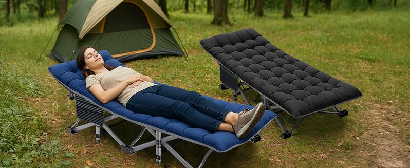 MOPHOTO 75" Portable Camping Cot for Adults,Guest Bed Sleeping Cot with Mattress,Heavy Duty Outdoor Folding Bed with Carry Bag Travel Home Office Nap