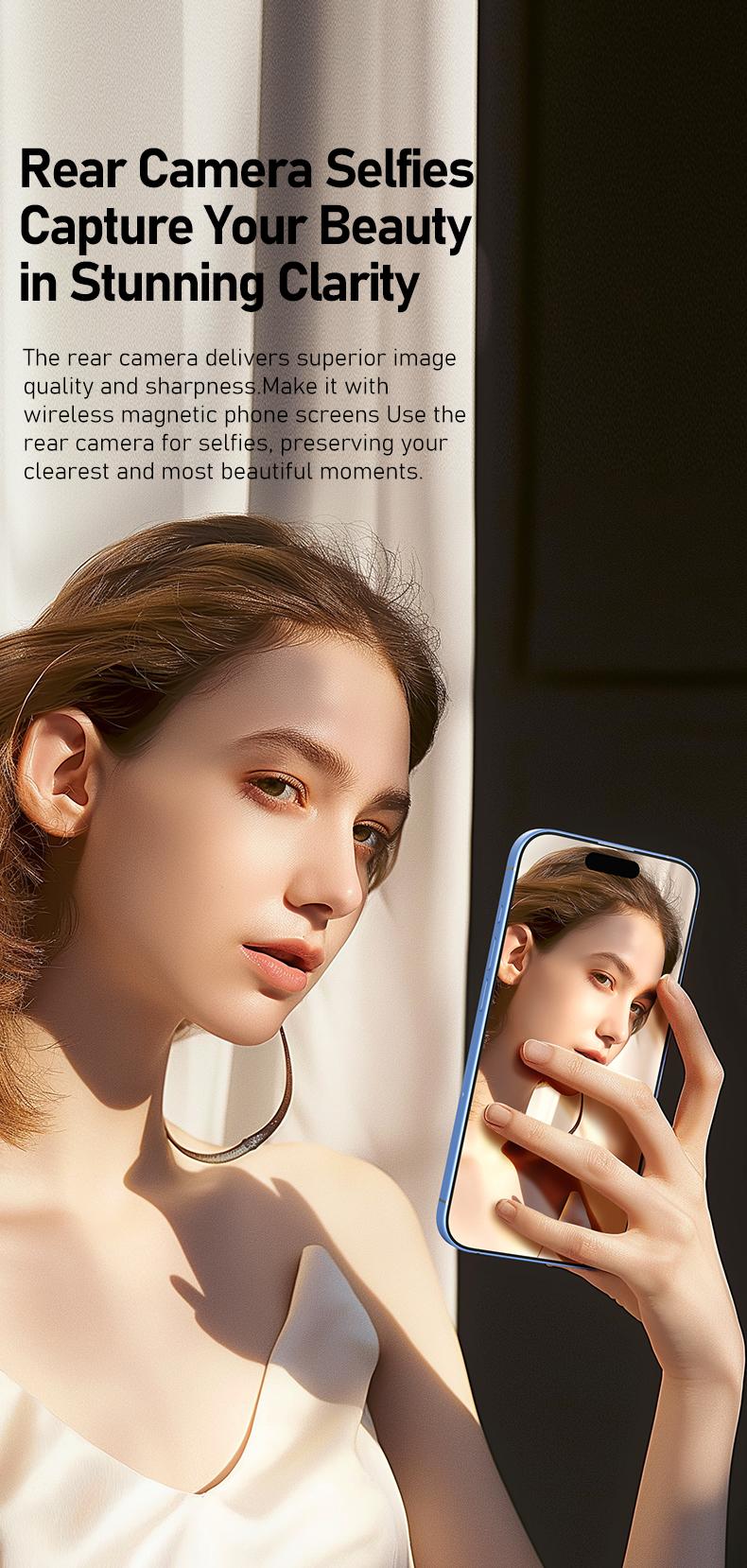 Magnetic Vlog Selfie Monitor Screen for Iphone & Samsung, with Magnetic Phone Holder Clip Mount, Using Phone Rear Camera for Selfie Vlog Live Stream TikTok, Cellphone Smartphone Stand Ts1 Pro Black