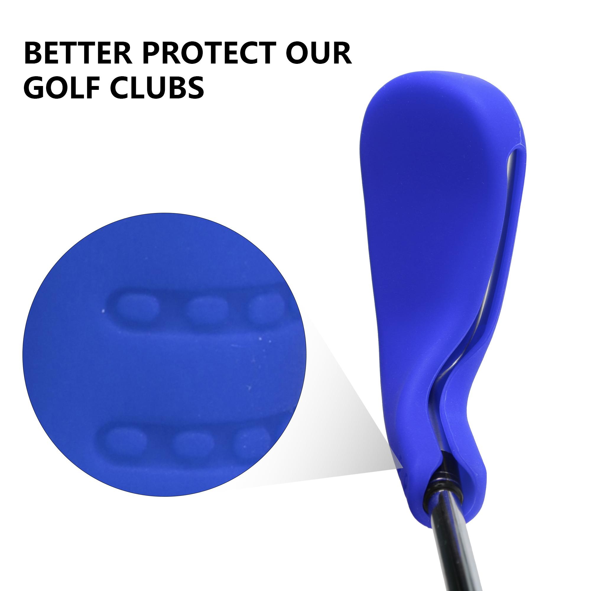 1 PC golf club head cover,Made from flexible silicone material, featuring a numbered opening for easy application and removal.Suitable for various iron models.Available in 10 colors.