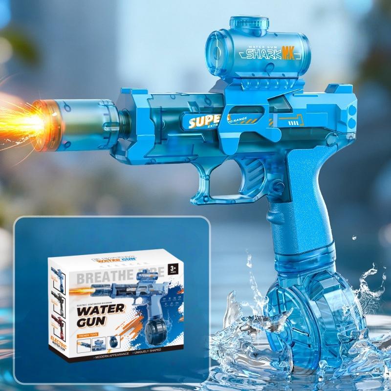 Electric Toy Water Gun with LED Light, Summer Fun, Perfect Father's Day Gift, Large Capacity Continuous Shooting, Outdoor Pool Party Play