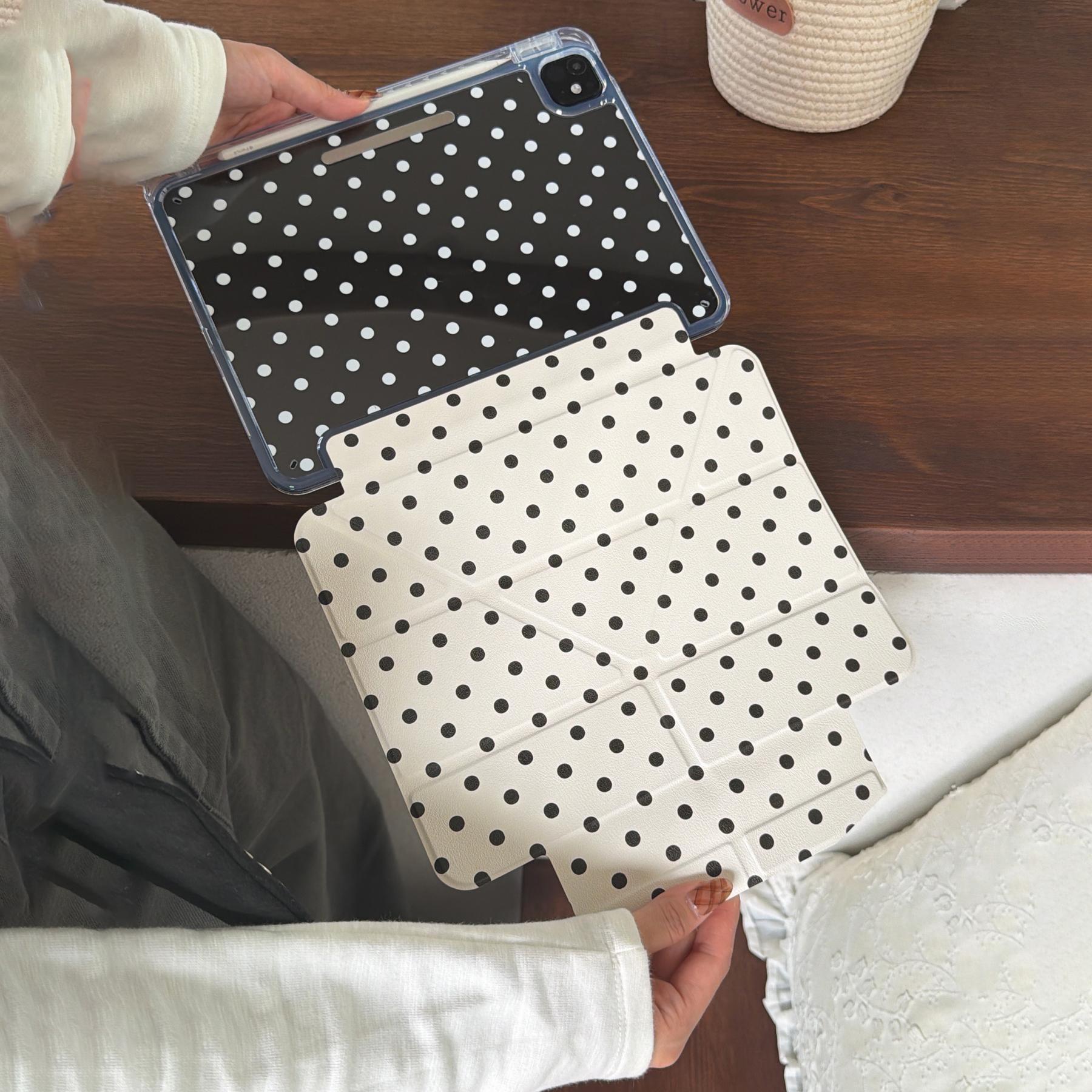 Colorblock Polka Dot iPad Case, Compatible with Pro 11/13 Inch Air 6 Mini 7, Acrylic Anti-Drop Protection, Stylish Design