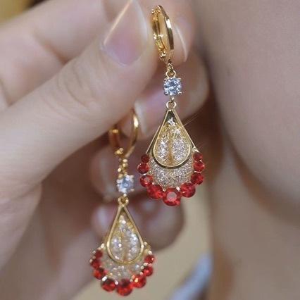 Gold mesh brown crystal drop earrings earrings for women accessible luxuryclassyfashionelegant earrings elegant earrings