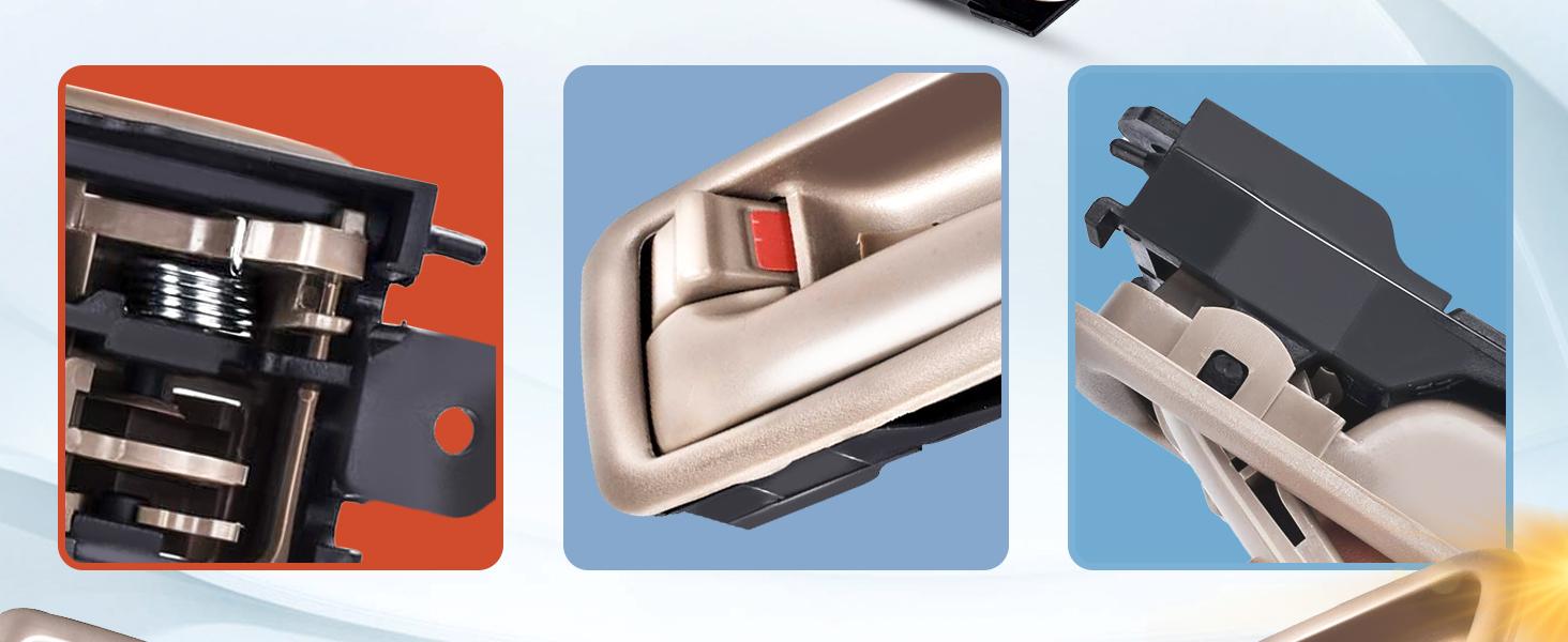 2Pcs Interior Door Handles, Front Rear Driver & Passenger Side Replacements for 1997 1998 1999 2000 2001 Toyota Camry, Replaces# 69206-AA010-E0, 69205-AA010-E0, Beige/Tan