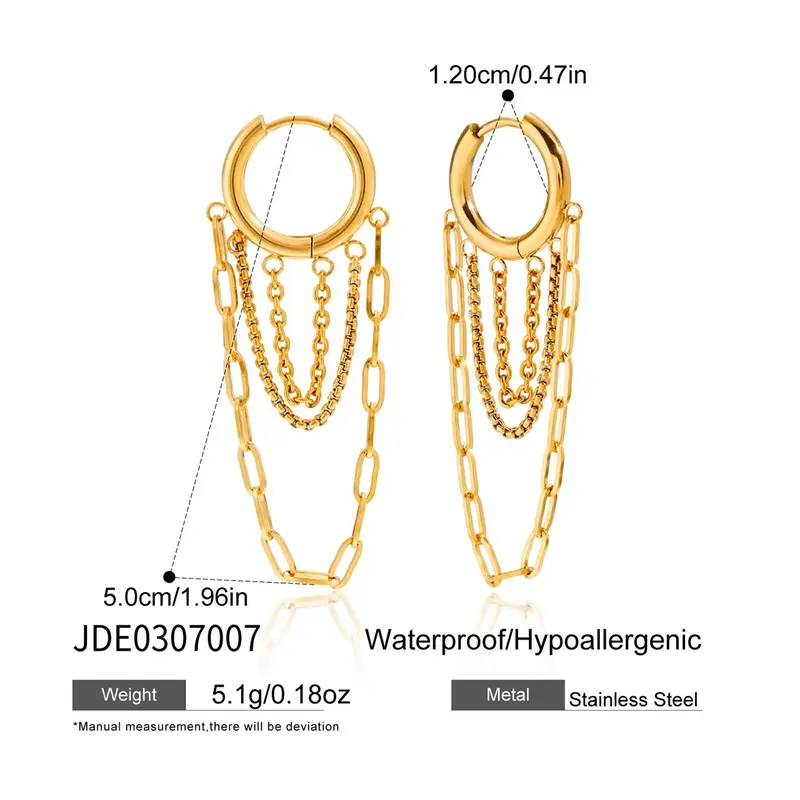 Ladies Earrings Chain Tassel Pendant Stainless Steel 18k Gold Plated Waterproof And Anti Allergy Jewelry Simple Relaxed And Fashionable Jewelry Earrings Dangle Statement Drop Chain Earrings Perfect Gift For Women