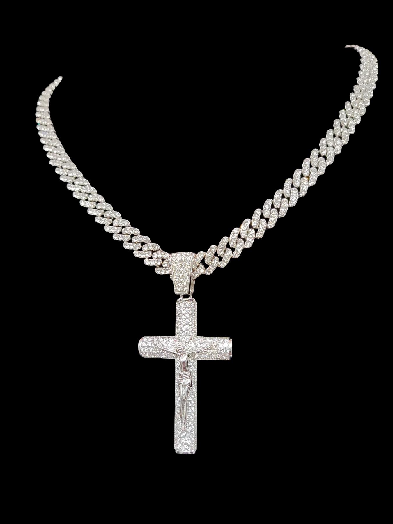 1Piece  Women Men Hiphop Cross and Jesus Shape Pendant Necklace Punk Vintage Hip Hop Iced Out Jewelry Bling Bling Necklace Is Perfect For Party Or Everyday Lovers' Gifts Cuban Cross Necklace