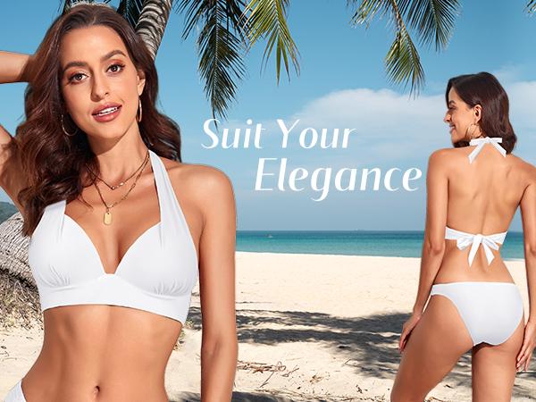 Hilor Women's Push Up Bikini Top Sexy Triangle Top Swimsuit Halter Bathing Suit Swim Tops