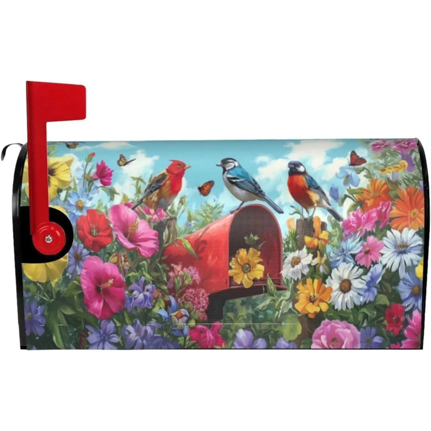 Birds Mailbox Covers Magnetic Birds Spring Mailbox Wraps Standard Size 21x18 Inch Post Letter Box Cover for Outdoor Garden Yard Decor