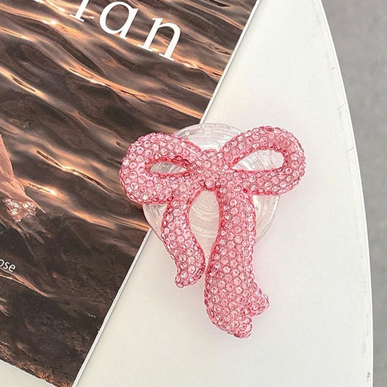 Bow Phone Grip Stand, Magnetic Grip, Creative Colorful Rhinestone Butterfly, Luxury Glue Ring Holder, Valentine's Day Gift