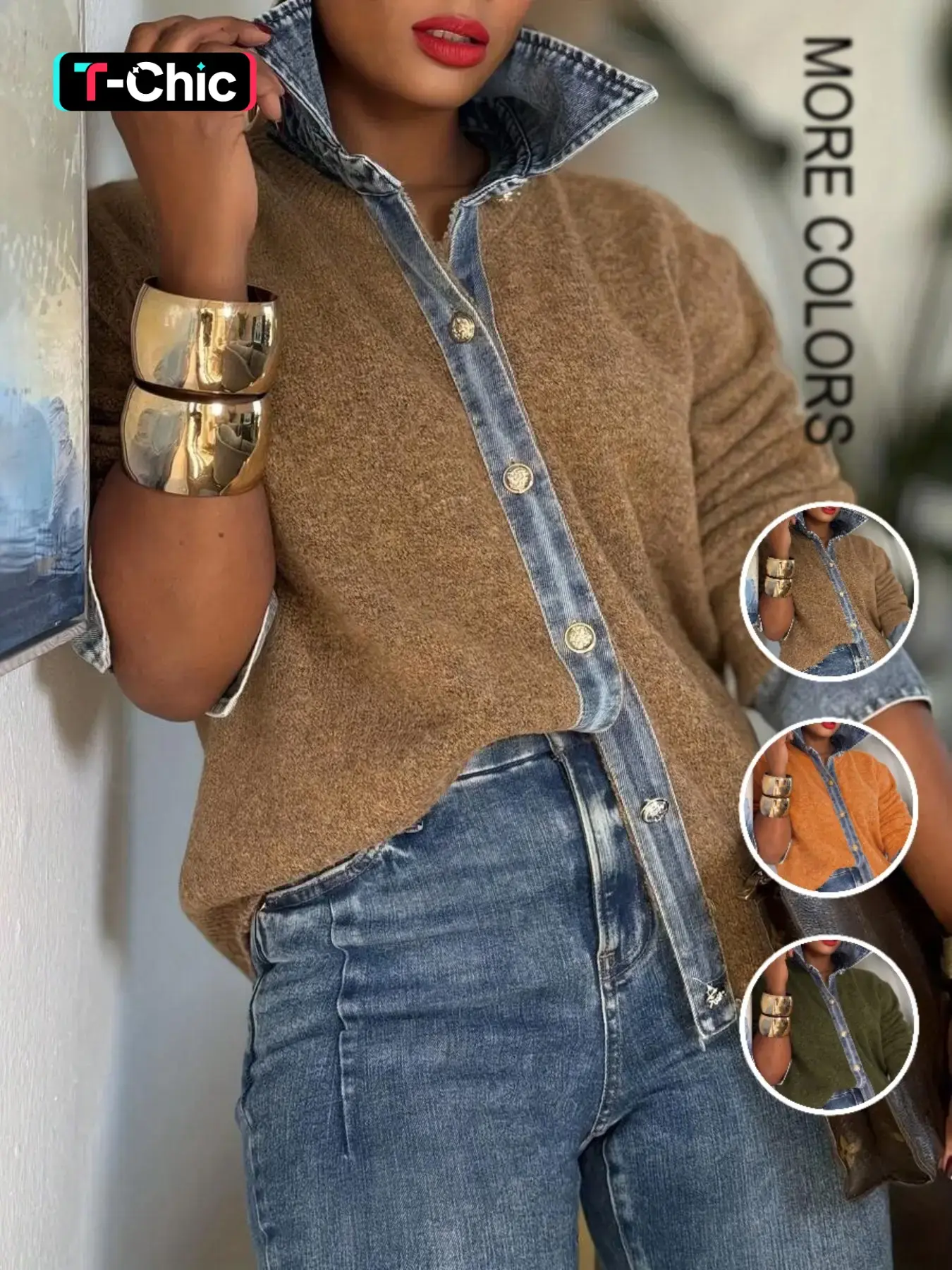 Vintage Patchwork Knit Cardigan, Loose Fit Long Sleeve Sweater Coat, Elegant Casual Fashion for Fall Winter, Women's Soft Comfortable Top