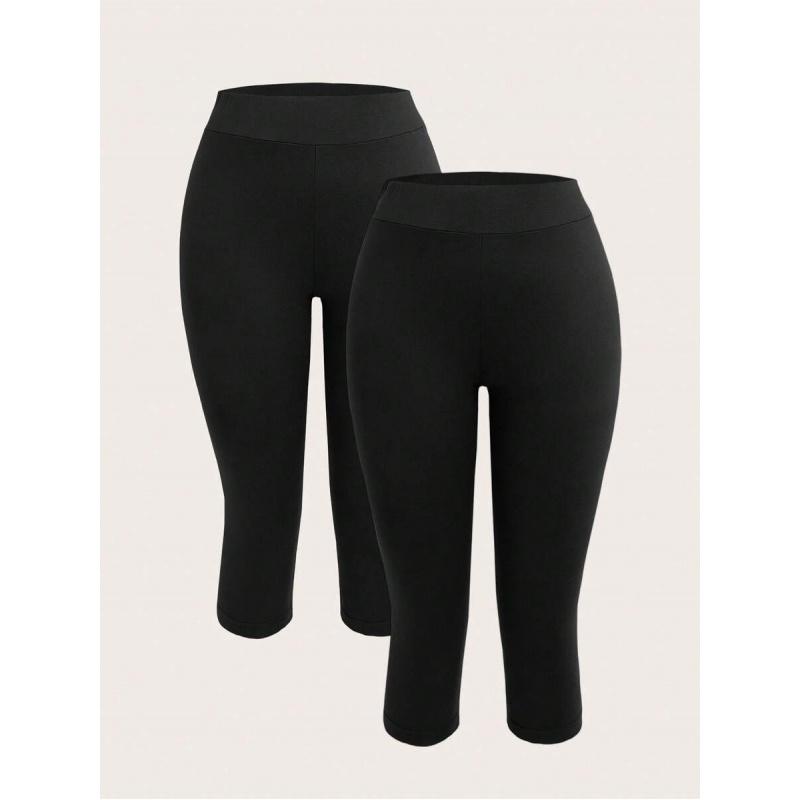 ASANDY Women 95% Cotton Skinny 3/4 Leggings Black And Grey Summer Casual Yoga Activewear High Waist Breathable