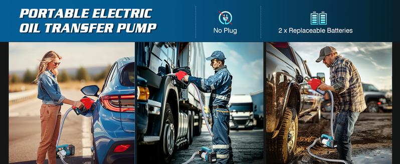 Seesii 21V Cordless Fuel Transfer Pump - 12 GPM Electric Diesel Pump with 2x4.0Ah Batteries, Auto-Shutoff Nozzle & 2x6.6FT Hoses- Portable Kit for Diesel, Kerosene & Machine Oil, Black Friday Deals