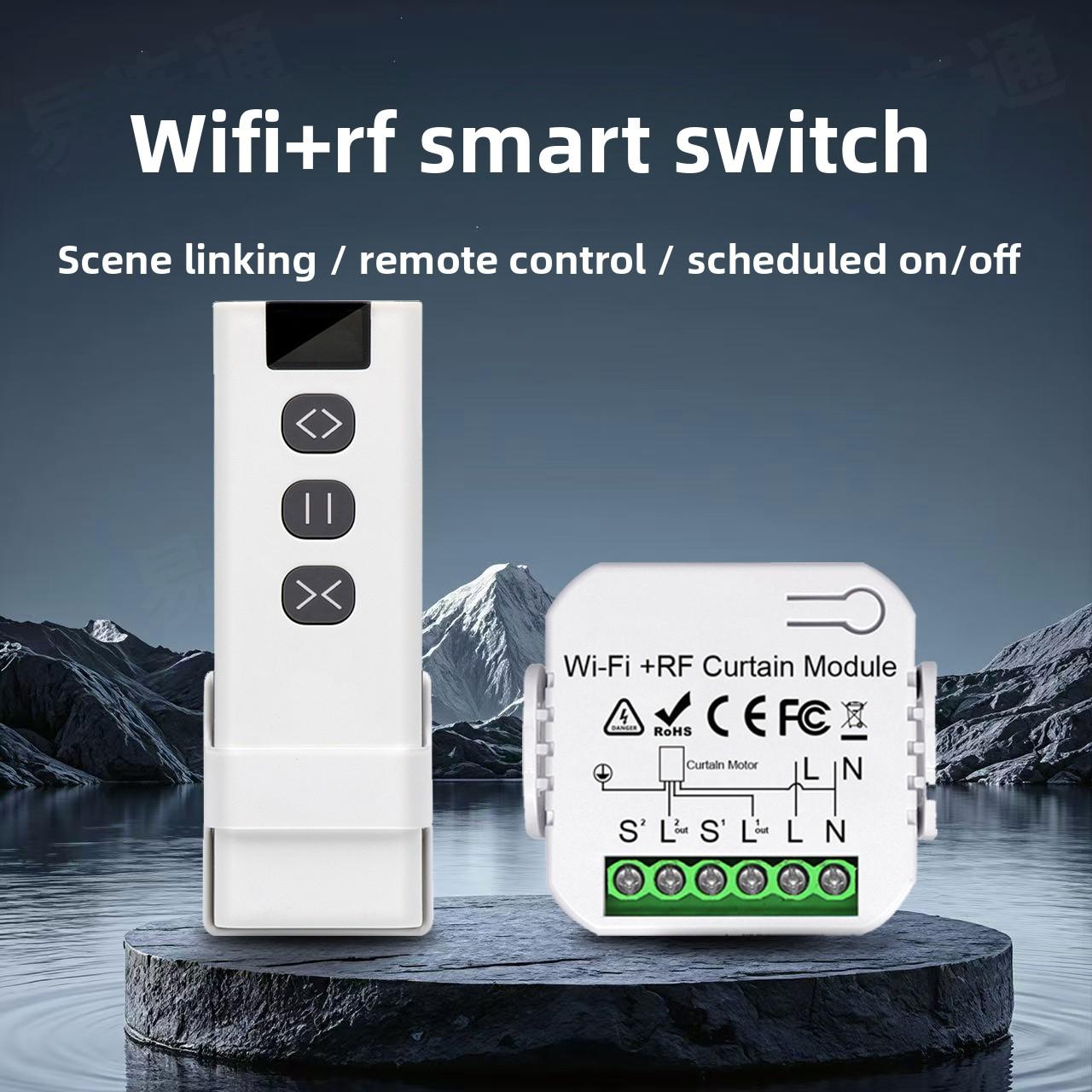 Tuya Smart Wi-Fi Curtain Controller - Compact Plastic Wi-Fi Connected Automatic System for Household Tubular Motors with Timing, Voice Activation, Quick Wireless Connection