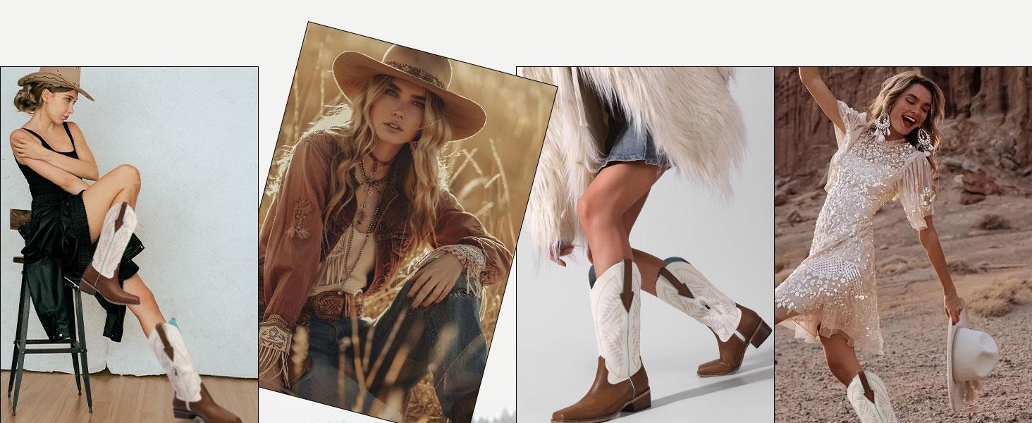 【Valentine's Day Gift】Women's Western Cowboy Boots – Wide Calf Square Toe Cowgirl Boots with Embroidered Shaft Chunky Heel Fall Fashion 【Valentine's Day Gift】Women's Western Cowboy Boots – Wide Calf Square Toe Cowgirl Boots with Embroidered Shaft Chunky Heel Fall Fashion