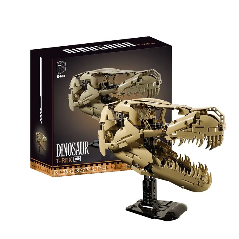 Tyrannosaurus Rex Skull Bricks Toys DIY Playset Assembly Dinosaur Bones Building Blocks Collectible Construction Set Creative Desktop Ornaments For Ideal Birthday Christmas Halloween Gifts