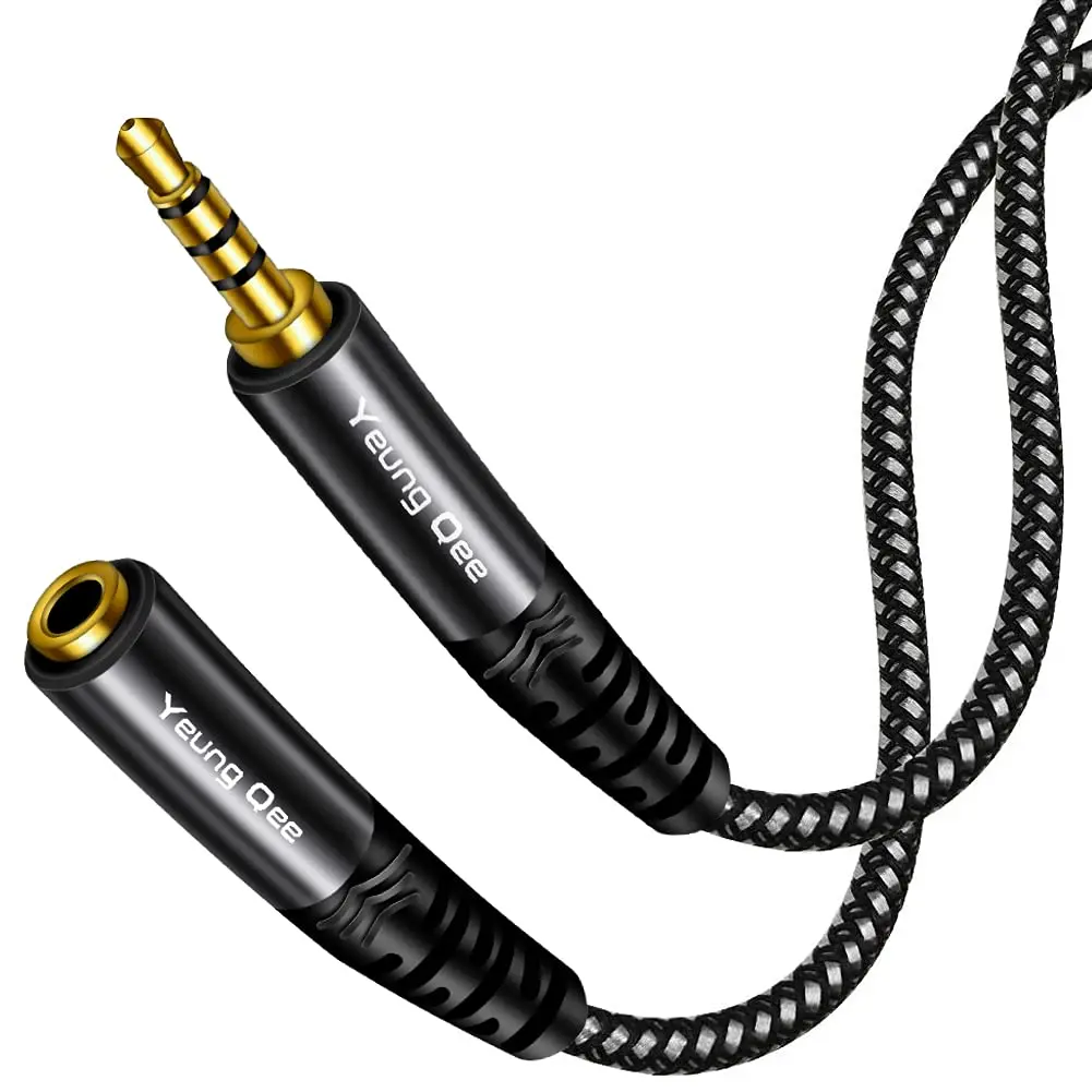 Headphone Extension Cable 20 ft, 4 Pole Nylon Braid 3.5mm TRRS Male to Female Lossless Stereo Audio Adapter Extension Cable for Tablet/PC/ PS4 and More (20FT/6M)