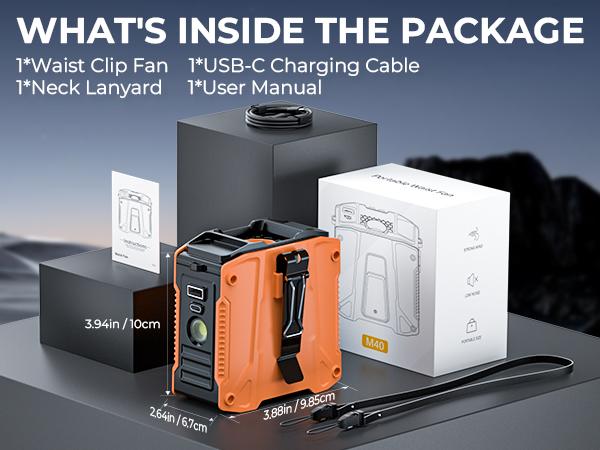 【Buy 1 Get 1】FrSara Waist Fan, 8000mAh PowerBank, Portable Fan, with Metal Clip, High Speed ​​Fan, Cooling Fan that Blows w/ Lanyard, 5-Speed, Light, LED Display, 5 in 1 Outdoor Fan, Desktop Fan, Outdoor Work, Outdoor Sports, Gift for Men