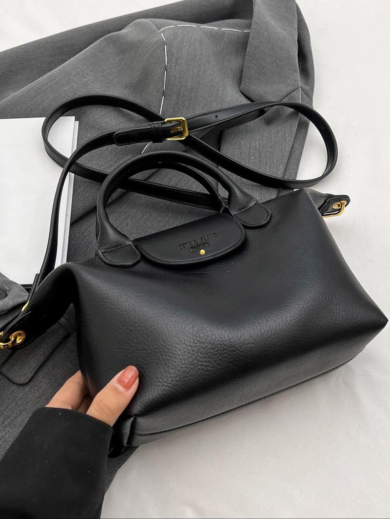 Women's Elegant Solid Color Handbag, Fashionable PU Leather Zipper Shoulder Bag for Daily Use, 2025 Fall & Winter Trendy High-quality Commuting Bag, Versatile PU Tote Satchel, Commuter Bag