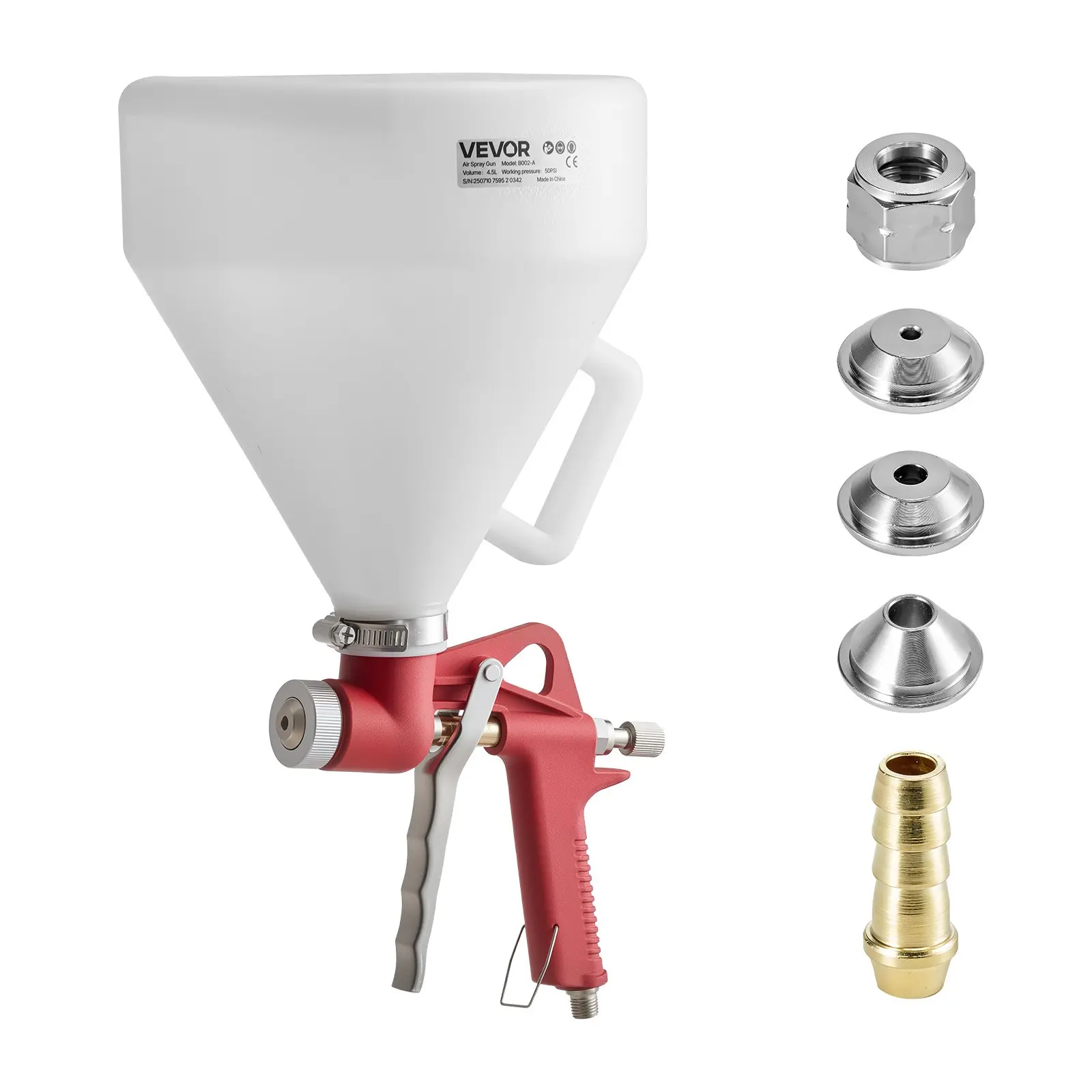 VEVOR Air Texture Spray Gun, 1.45 Gallon Air Hopper Spray Gun, Professional Drywall Texture Painting Sprayer with 3 Nozzles (3.5mm, 6mm, 8mm) for Popcorn, Knockdown, Orange Peel Textures