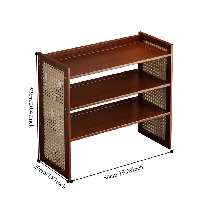 High-Quality Bamboo Storage Rack, Woven Bookshelf & Cup Holder, Modern Bookshelf, Suitable for Living Room, Tea Room, Kitchen, Space-Saving Design