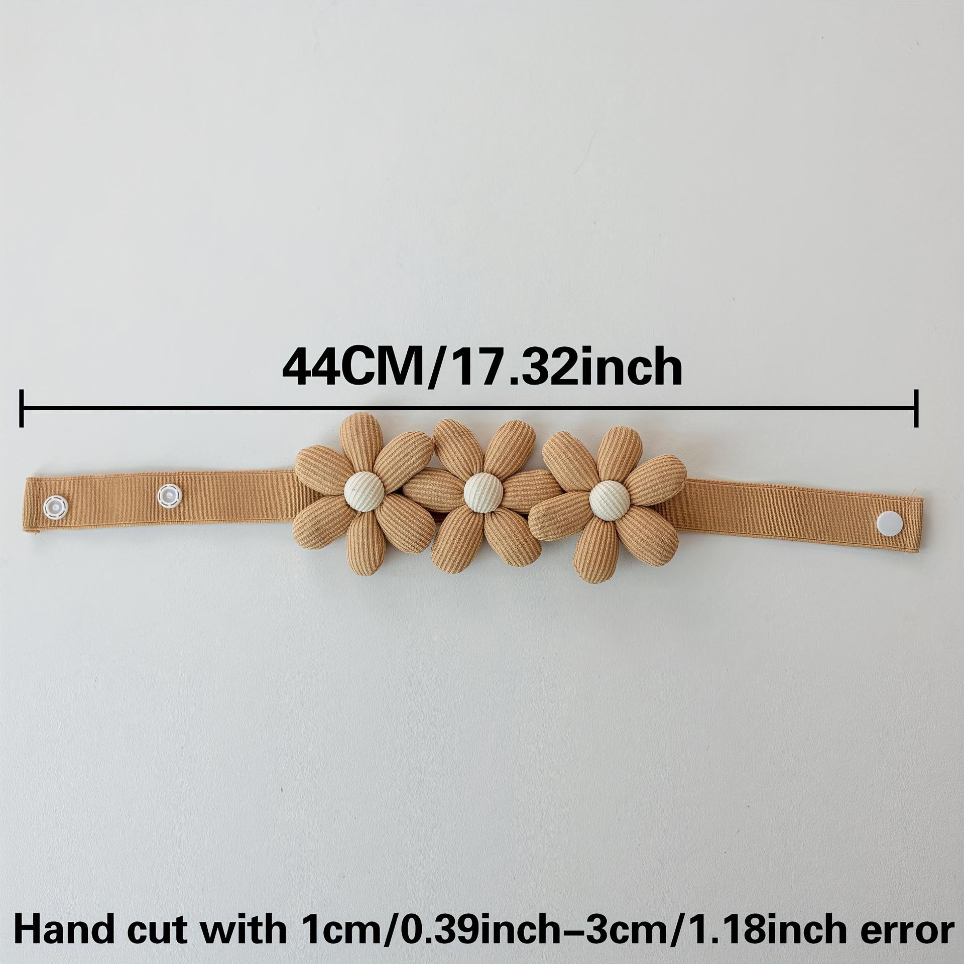 Boho Elastic Curtain Tiebacks with Daisy Floral, Ivory Cream Curtain Holdbacks with Invisible Buckle, Easy Install Decorative Home Accessories for Bedroom Living Room