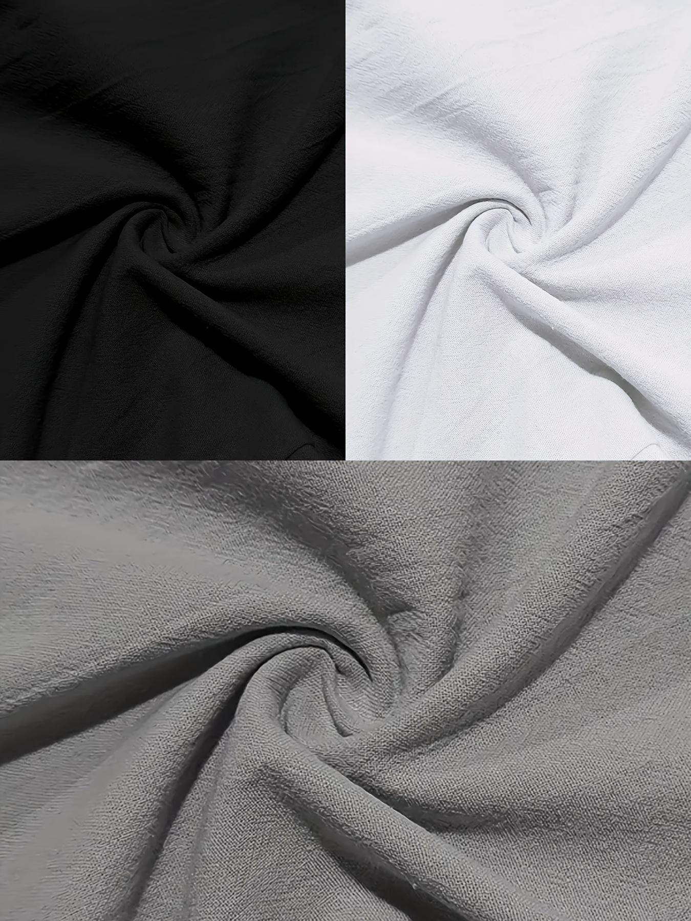 3 pieces of men's summer plain-color simple linen casual straight-leg trousers, Casual Solid Drawstring, beach-friendly lightweight breathable linen trousers, suitable for daily commuting and outdoor activities, vacations, beaches, Casual Fashion Pockets