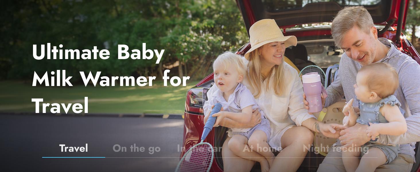 Papablic Pro Portable Bottle Warmer for Travel – Fast Heating, Built-in Sterilizer, 30W Fast Charge, 5-Temp Control, Easy-Clean Wide Mouth, Baby Milk Warmer for Breastmilk & Formula