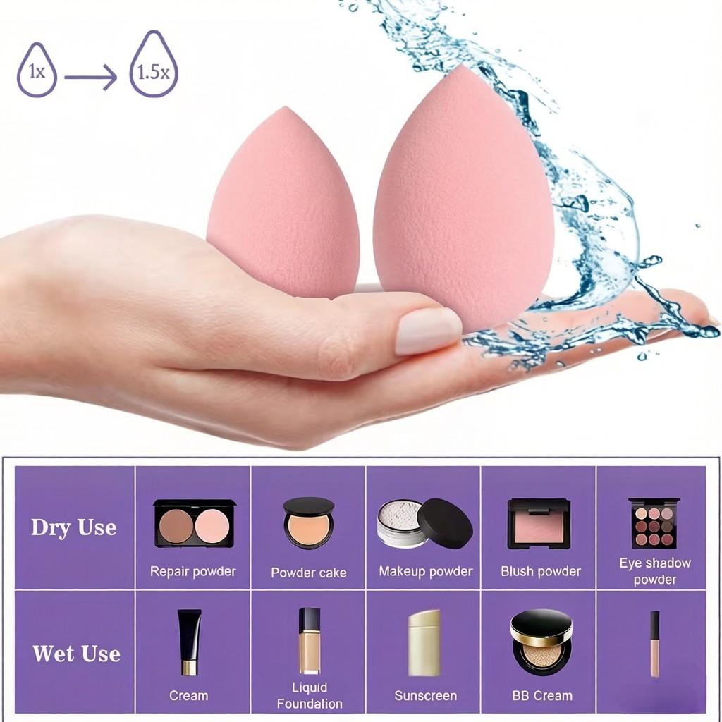 7-Piece Latex-Free Professional Makeup Sponges, Egg-Shaped Foundation Cream Powder Sponge, Dry Wet Use, All Makeup Types, Soft