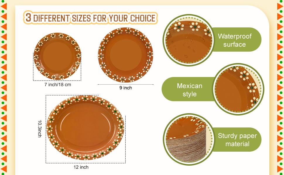 50 Pcs 9 Inch Cielito Lindo Mexican Clay Paper Baby Shower Taco Supplies Mexican Terracotta Flower Clay Pottery Cinco De Mayo Wedding