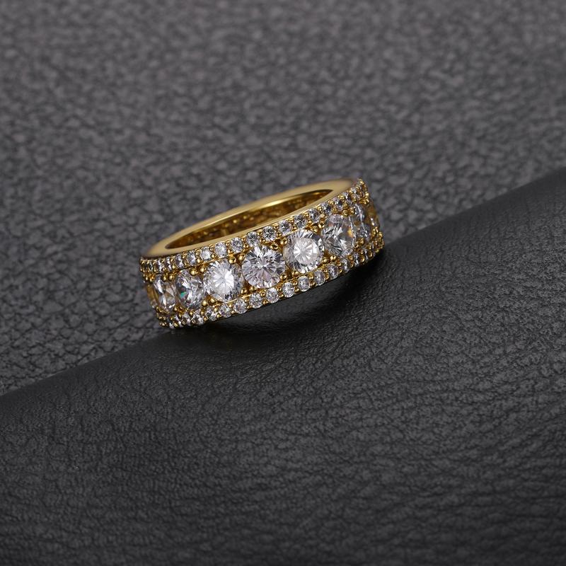 【#R44】UCCIYO 8mm Synthetic Moissanite Rings For Men Hip Hop Jewelry Sterling Silver S925