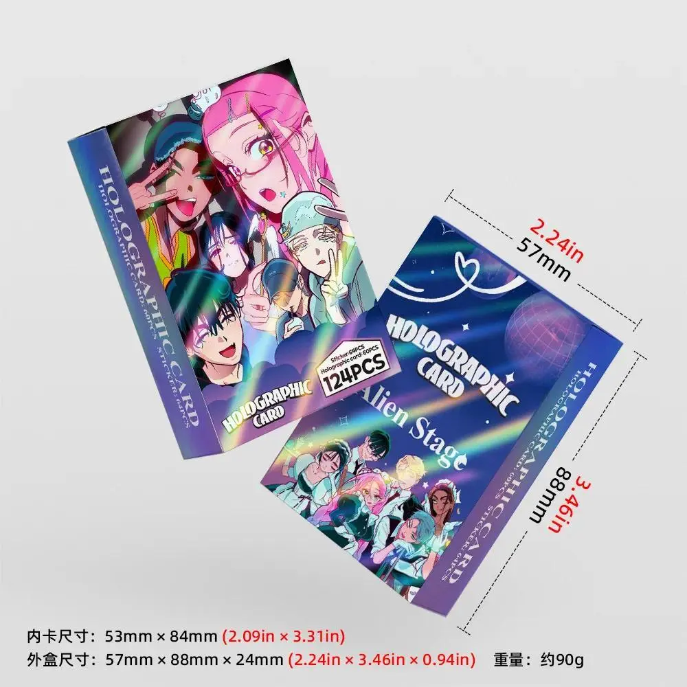 124pcs Alien Stage Holographic Laser Cards Stickers Set Collectible LOMO Cards for Fans Gifts including Luka Hyuna Ivan
