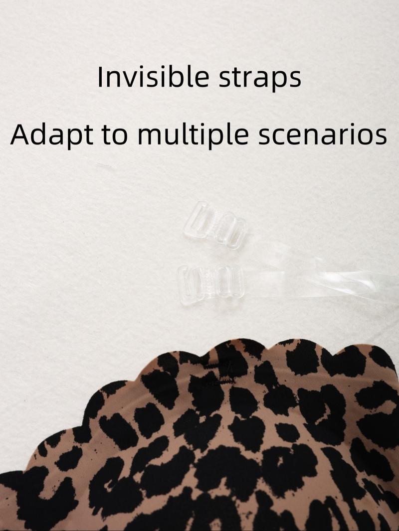 Women's Leopard Print Wireless Bra, Comfortable Breathable Detachable Padded Lingerie Top, Softness Lightweight Lingerie for All Seasons, Detachable Breast Bra