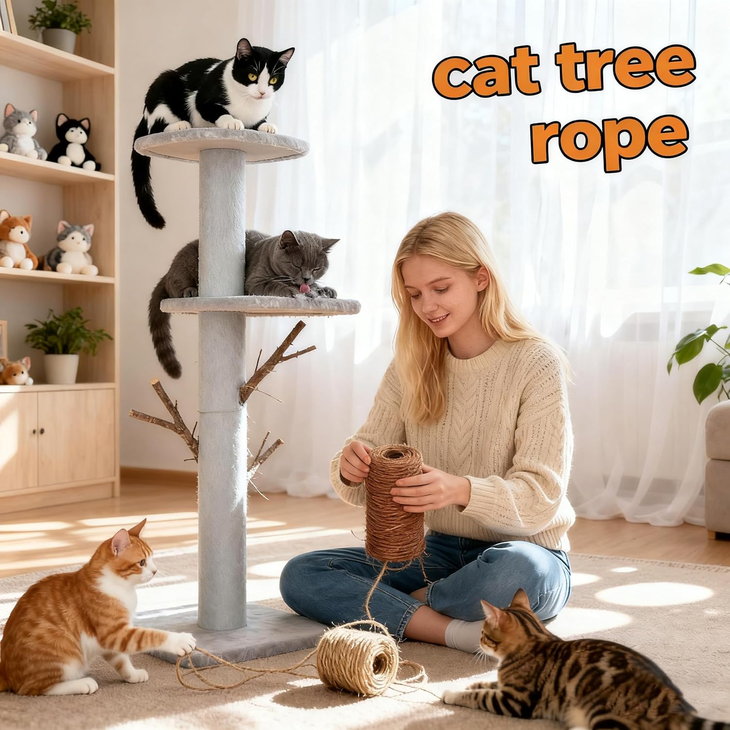 164  Sisal Rope for  Tree &    | 1/6 Inch Scratcher Rope to   Furniture, Durable   Rope