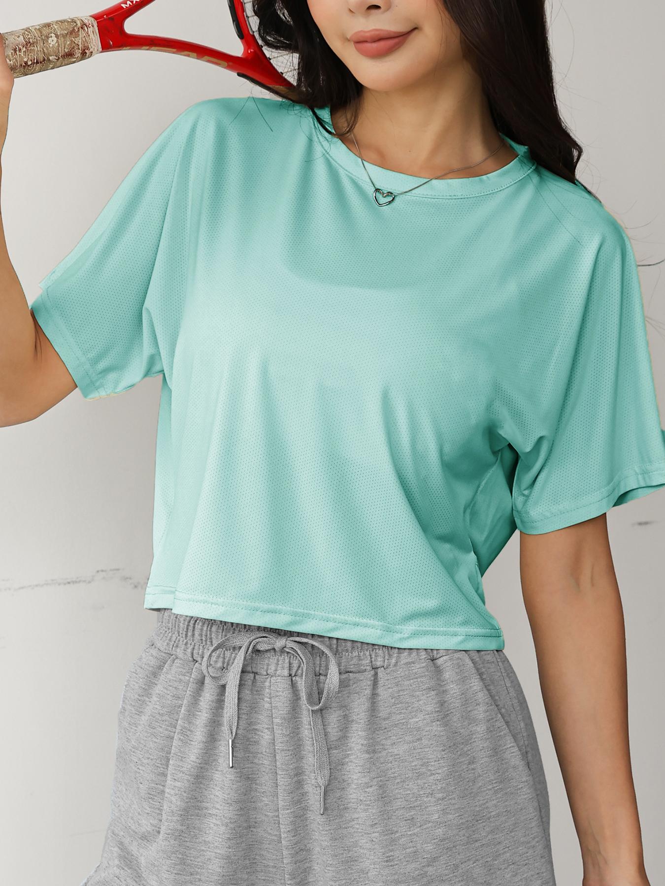 Women's Cross Backless Thin Elastic Loose Top Hollow Back Activewear, Indoor Gym Yoga Exercise Outdoor Casual Running Cycling Short Sporty T-Shirt